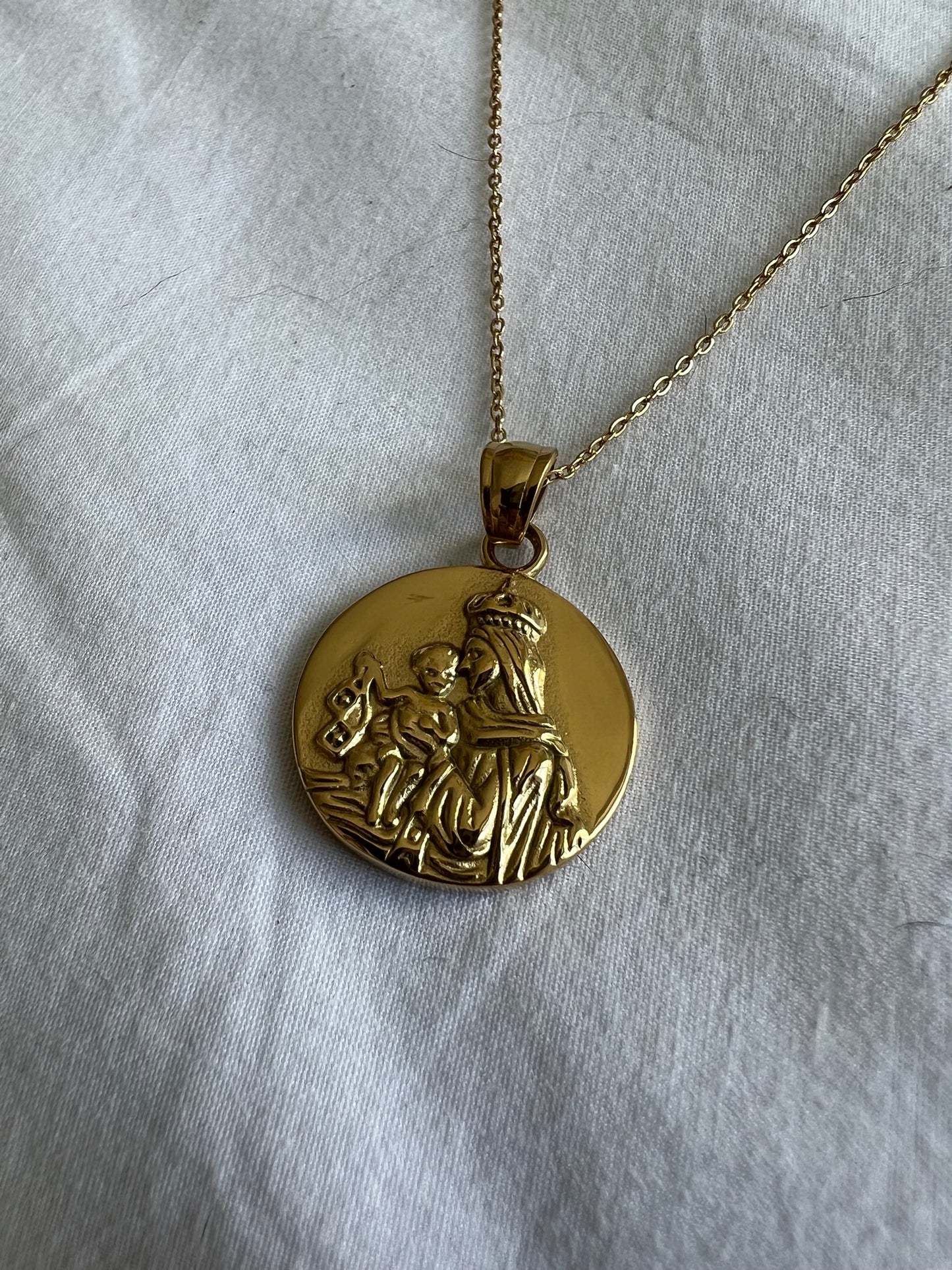Medalla Escapulario M Acero Dorado