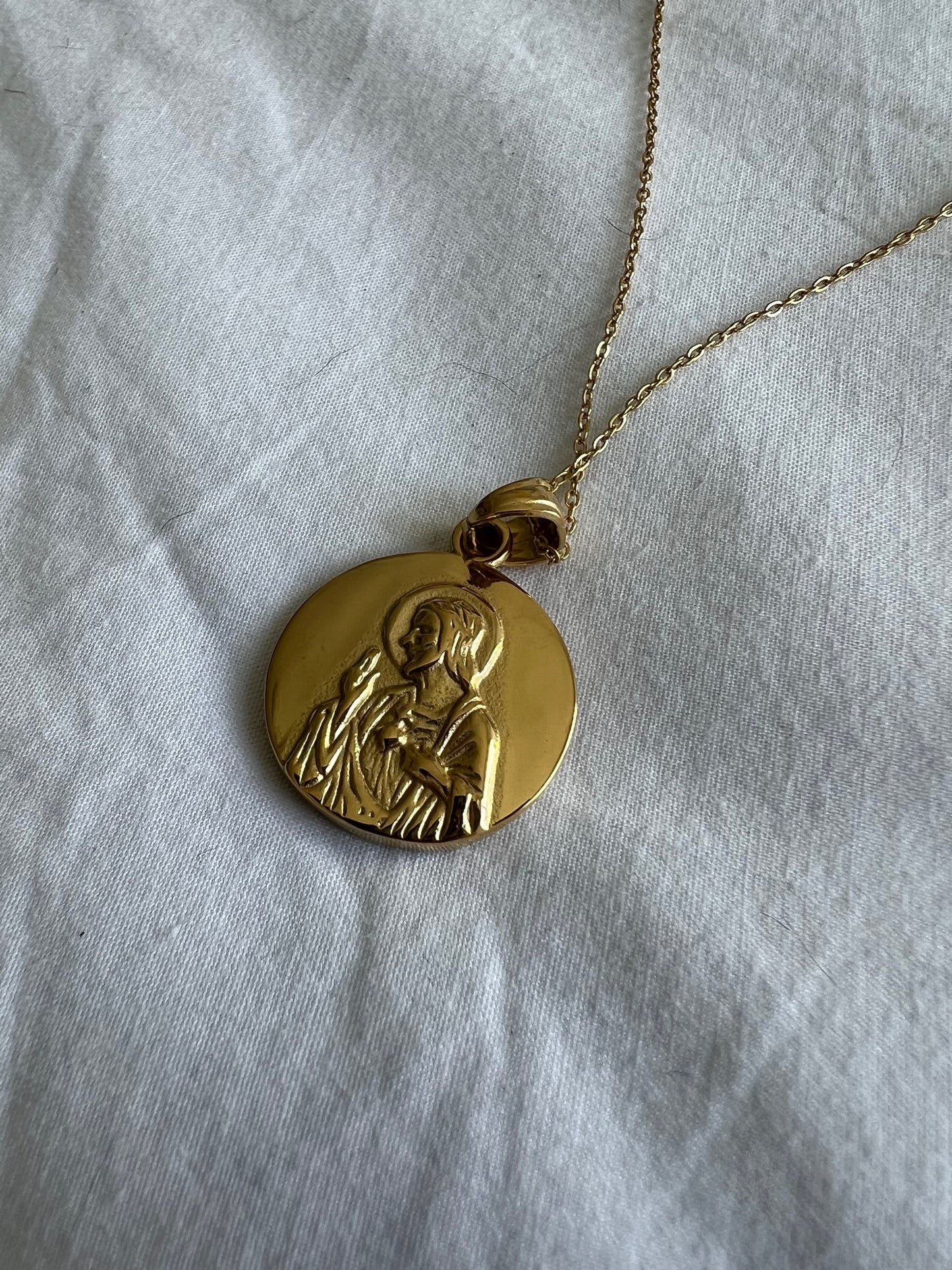Medalla Escapulario M Acero Dorado