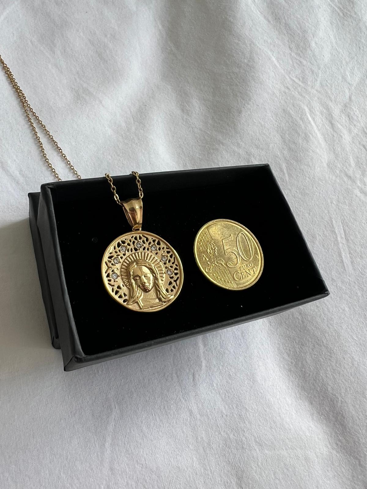 Medalla de la Virgen Calada Acero y circonitas
