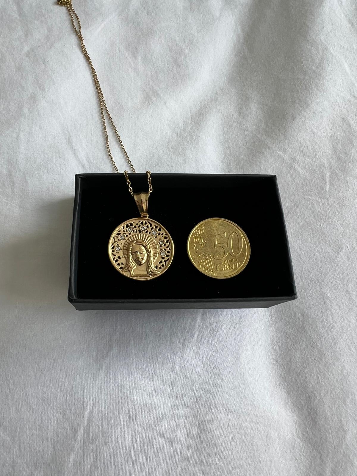 Medalla de la Virgen Calada Acero y circonitas